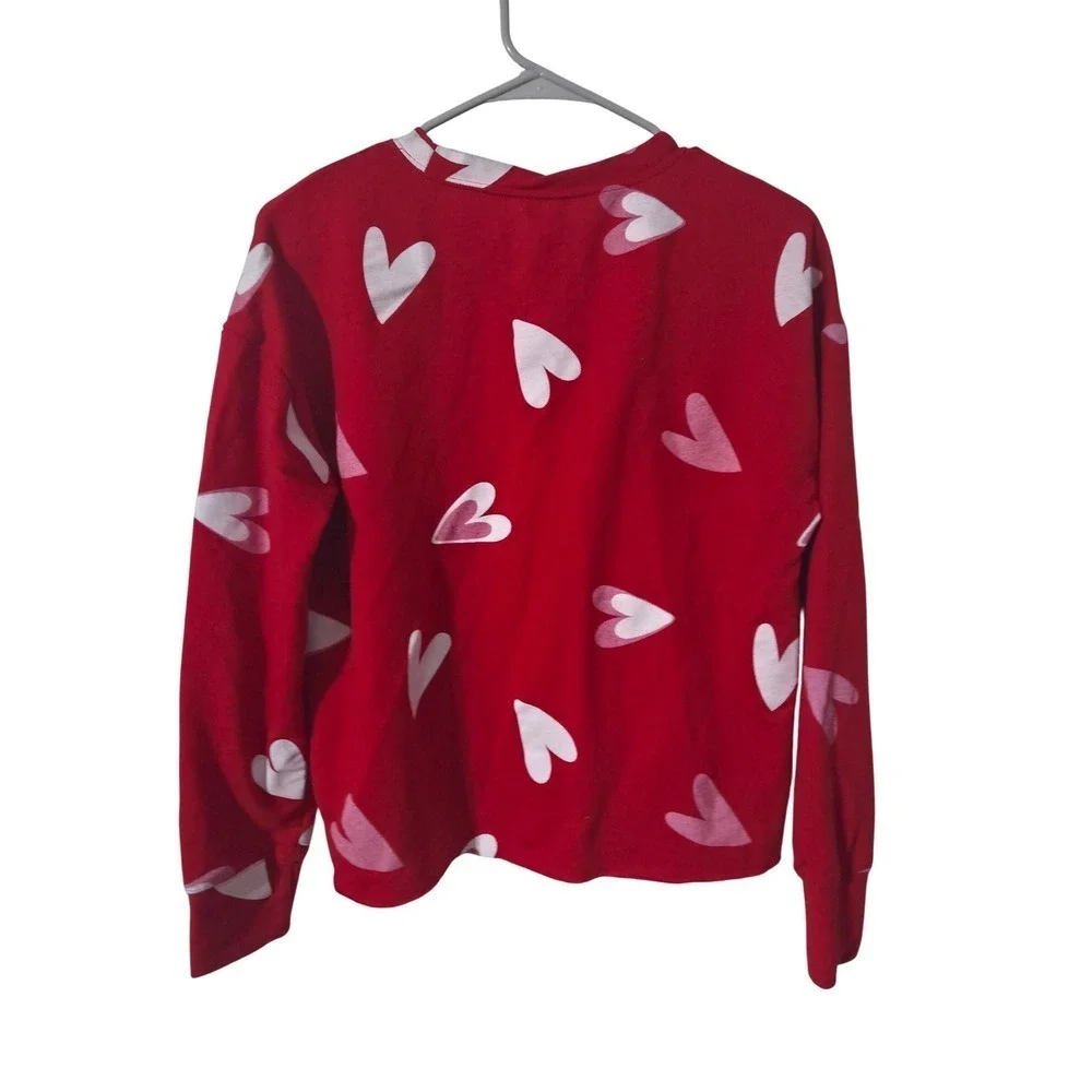 Grayson Threads Sleepwear Red Heart Print Long Sleeve Top - Size Small